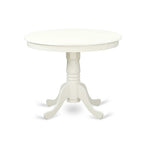 HomeStock 5-Piece Round Linen White Finish Solid Wood Top Dining Table with 4 Parson Chair