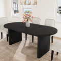 70.8 Inch Oval Dining Table with Upholstered Dining Chairs, Kitchen Table with Thick Sturdy Wooden Base, High Back Dining Chair with Solid Wood Legs