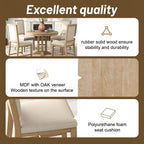 Farmhouse 5 Piece Kitchen Dining Set for 4, Solid Wood Extendable Round Dining Table Set and 4 Upholstered Chairs for Kitchen