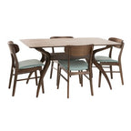 Christopher Knight Home Fausett Mid Century Modern Fabric Upholstered Wood 5 Piece Dining Set