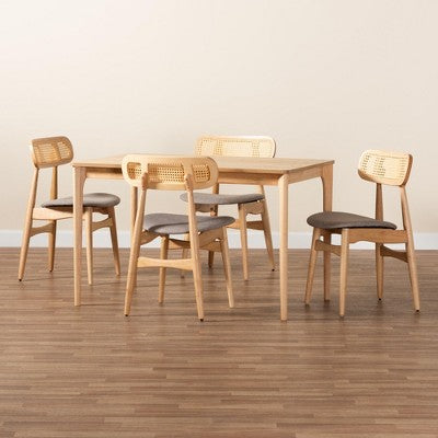 Baxton Studio Tarana Mid-Century Modern Wood 5-Piece Dining Set