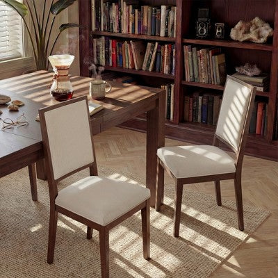 Modern Dining Set - 80 Table + 6 Cushioned Chairs, Solid Wood Frame, 400lbs Table Capacity, Easy Assembly