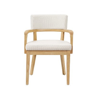 Christopher Knight Home Raisa 5 Piece Farmhouse Rubberwood Dining Set with Boucle Upholstered Chairs