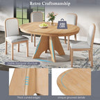 5 Piece Extendable Dining Table Set Dining Set for 4, Vintage Round Kitchen Table Set with 4 Upholstered Dining Chairs - ModernLuxe