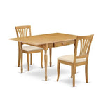 HomeStock 3-Piece Natural Brown Oak Finish Solid Wood Top with Dropleaf Dining Table Set