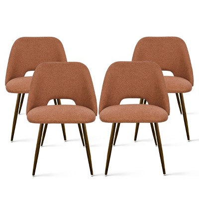 5 Piece Dining Set for 4 Round Walunut Dining Table with Metal Pedestal Base + 4 Upholstered Armless Chairs for Dining Room,Kitchen-Panipeachy