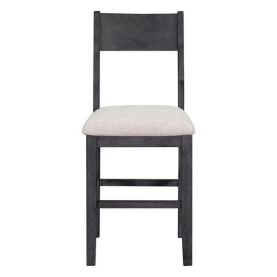 5 Pieces Counter Height Dining Set for 4, Farmhouse Wooden Bar Table Set with 4 Upholstered Chairs for Small Places