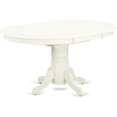 HomeStock 7 Piece Linen White Dining Room Table Set Oval Table with 6 Chairs