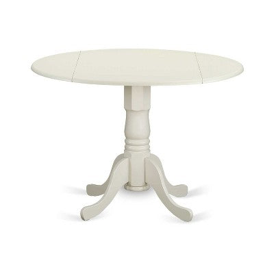 HomeStock Linen White Round Dining Table Set with 4 Chairs Modern Style DLAS5-WHI-41