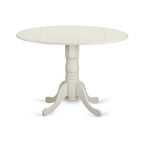 HomeStock Linen White Round Dining Table Set with 4 Chairs Modern Style DLAS5-WHI-41