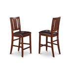 HomeStock Pub Set Counter Height Table And 6 Chairs Mahogany Finish