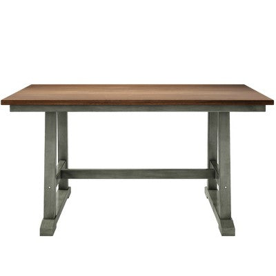 Farmhouse 6-Piece Wood Dining Table Set with Long Bench and 4 Dining Chairs-ModernLuxe