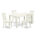 Rectangular Dining Set 5 Piece - 60 Inch Table & 4 Chairs - Modern Farmhouse Style