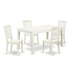 Rectangular Dining Set 5 Piece - 60 Inch Table & 4 Chairs - Modern Farmhouse Style