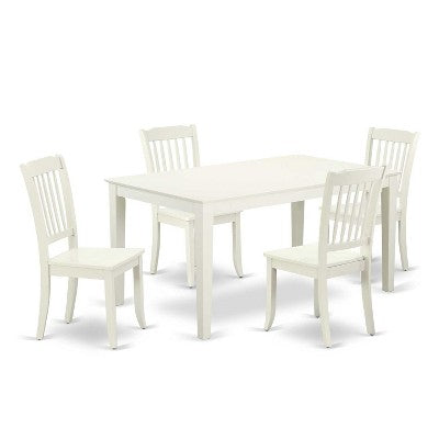 Rectangular Dining Set 5 Piece - 60 Inch Table & 4 Chairs - Modern Farmhouse Style
