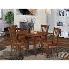HomeStock 5-Pc Mahogany Finish Solid Wood Top-Rectangular Dining Room Set with Leaf-Seats 4