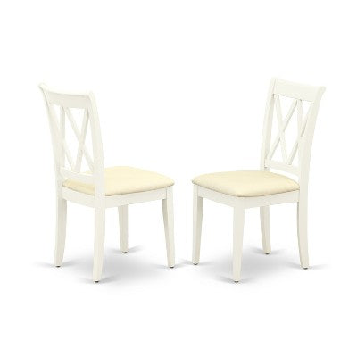 HomeStock 7 Piece Linen White Dining Room Table Set Oval Table with 6 Chairs