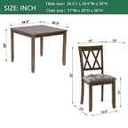 GDFStudio Andrea Modern Wood and Fabric 5 Piece Dining Set with Cross-Back