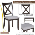 6 Piece Extendable Dining Table Set Dining Set Small Dinette Kitchen Table Set with Foldable Table, 4 Upholstered Chairs, Bench, Gray/Espresso-HABITRI
