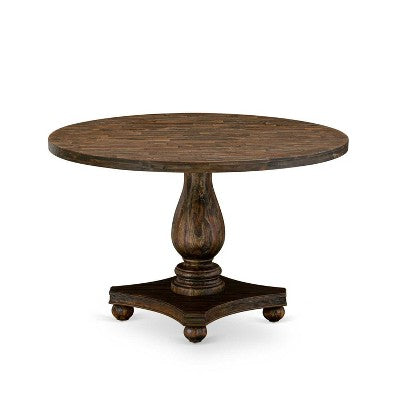 HomeStock 5-Piece Distressed Jacobean Finish Solid Wood Top Dining table with 4 Chairs