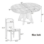 5 Piece Extendable Dining Table Set Dining Set for 4, Vintage Round Kitchen Table Set with 4 Upholstered Dining Chairs - ModernLuxe