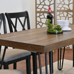 Arroyo 7-Piece Dining Set, Hairpin Dining Table with 6 Cross-back Chairs, Rich Black