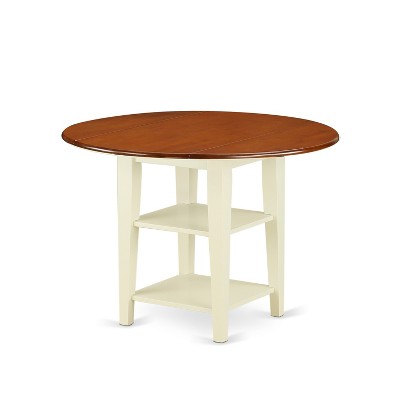 Art Deco Dinette Set - 5 Piece Round Table & Chairs - Buttermilk Cherry Finish