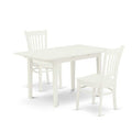 HomeStock 3-Pc Linen White Finish Rectangular Solid Wood Top With Butterfly Leaf Dining Table Set