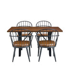 5 Piece Dining Table Set Dining Set with 4 Dining Chairs and Round/Square Table, Black+Natural/Walnut-ModernLuxe