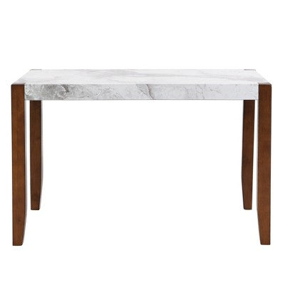 Faux Marble Dining Table Set for 4, 5 Pieces Rectangle Dining Table with 4 Upholstered Chairs for Small Space Kictchen