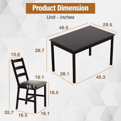 BestMassage Dining Table Set for 2/4 Dining Room Table and Chairs Kitchen Table Set, Dark Brown