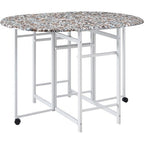 Kings Brand Furniture  Akins 3-Piece Drop-Leaf Dinette Set with Faux Marble Tabletop and Faux Leather Stools