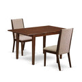 HomeStock 3-Pc Mahogany Finish Rectangular Solid Wood Top With Butterfly Leaf Dining Table Set