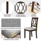 3 Piece Expandable Dining Set with 2 Upholstered Chairs, Wood Dining Table with Drop Leaf for Small Place