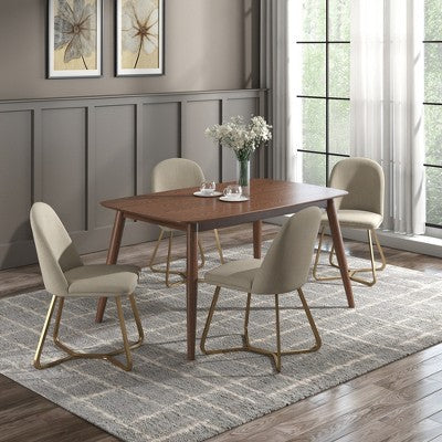Cortland 5-Piece Fabric Mid-Century Modern Tapered Dining Set - iNSPIRE Q