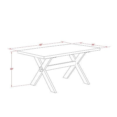 HomeStock 6-Piece Rectangle Distressed Jacobean Finish Solid Wood Top Dining Table with 1-Bench, 4-Chairs