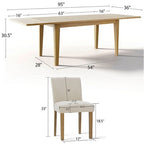 Expandable Dining Table Set for 8, Rectangular Table with Removable Leaves and Armless Linen Chairs, Featuring Solid Wood Legs-Panipeachy