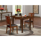 HomeStock 3 Piece Dinette Set Small Kitchen Table Chairs Mahogany Finish