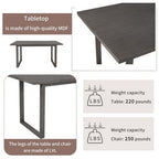 Farmhouse 6 Pieces Dining Table Set with Bench, Wood Rectangle Table and 4 Upholstered Chairs for Kitchen, Gray