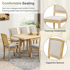 9 Pieces Extendable Dining Table Set for 6, Rectangular Kitchen Dining Table with Removable Leaf and 6 Armless Chairs and 2 Arm Chairs