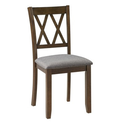 GDFStudio Andrea Modern Wood and Fabric 5 Piece Dining Set with Cross-Back
