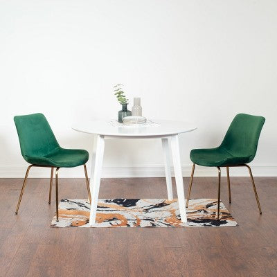 Aufurr Contemporary 3-Piece Dining Set, White Round Dining Table with 2 Chairs