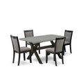 HomeStock 5-Piece Natural Oak Finish Solid Wood Top Dining table with 4 Chairs
