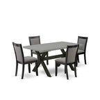 HomeStock 5-Piece Natural Oak Finish Solid Wood Top Dining table with 4 Chairs