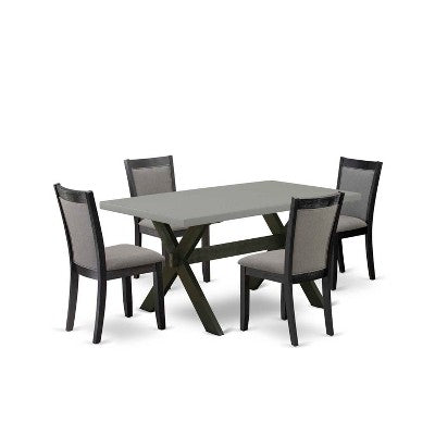 HomeStock 5-Piece Natural Oak Finish Solid Wood Top Dining table with 4 Chairs