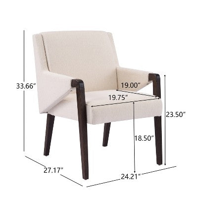 Christopher Knight Home Harish Modern 7 Piece Rubberwood Linen Upholstered Dining Set with Rectangular Table