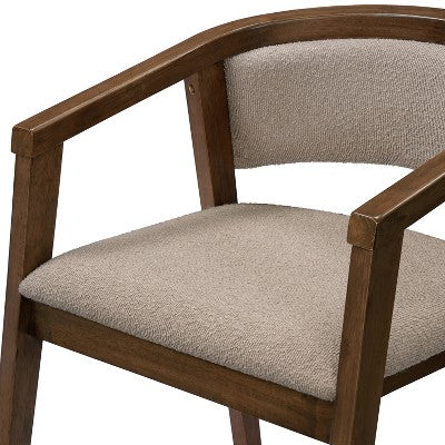 Christopher Knight Home Simon 5 Piece Mid-Century Modern Rubberwood Dining Set with Boucle Upholstered Chairs