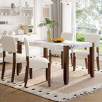 Faux Marble Dining Table Set for 4, 5 Pieces Rectangle Dining Table with 4 Upholstered Chairs for Small Space Kictchen