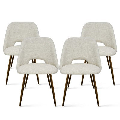 5 Piece Dining Set for 4 Round Walunut Dining Table with Metal Pedestal Base + 4 Upholstered Armless Chairs for Dining Room,Kitchen-Panipeachy