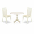 3-Piece Linen White Finish Solid Wood Top - Dining Room Set - Seats 4